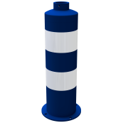 Island post | made of steel | length: 646 mm | blue coated RAL5005 with 2 white stripes type RA2/B